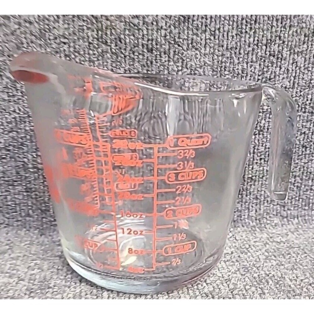Vintage Anchor Hocking Glass 1 Quart 4 Cup Measuring Bowl 19 USA